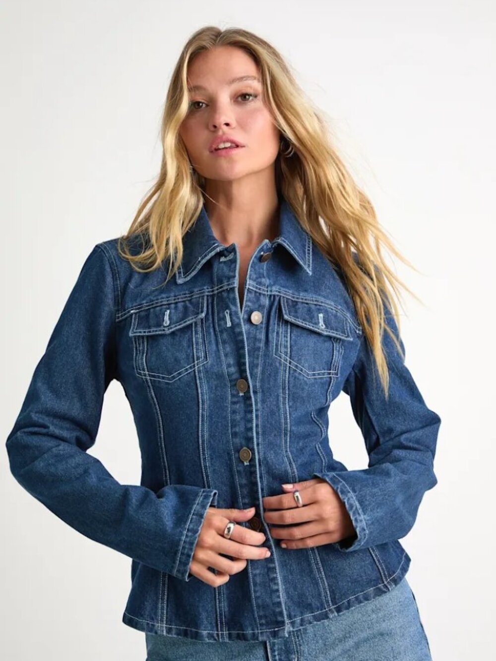 NWT Dark Wash Fitted Denim Jacket